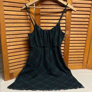 Hollister Green and Black Plaid Babydoll Dress